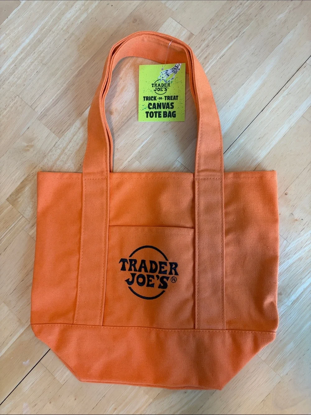 NWT Trader Joe's Trick or Treat Orange Canvas Tote Bag